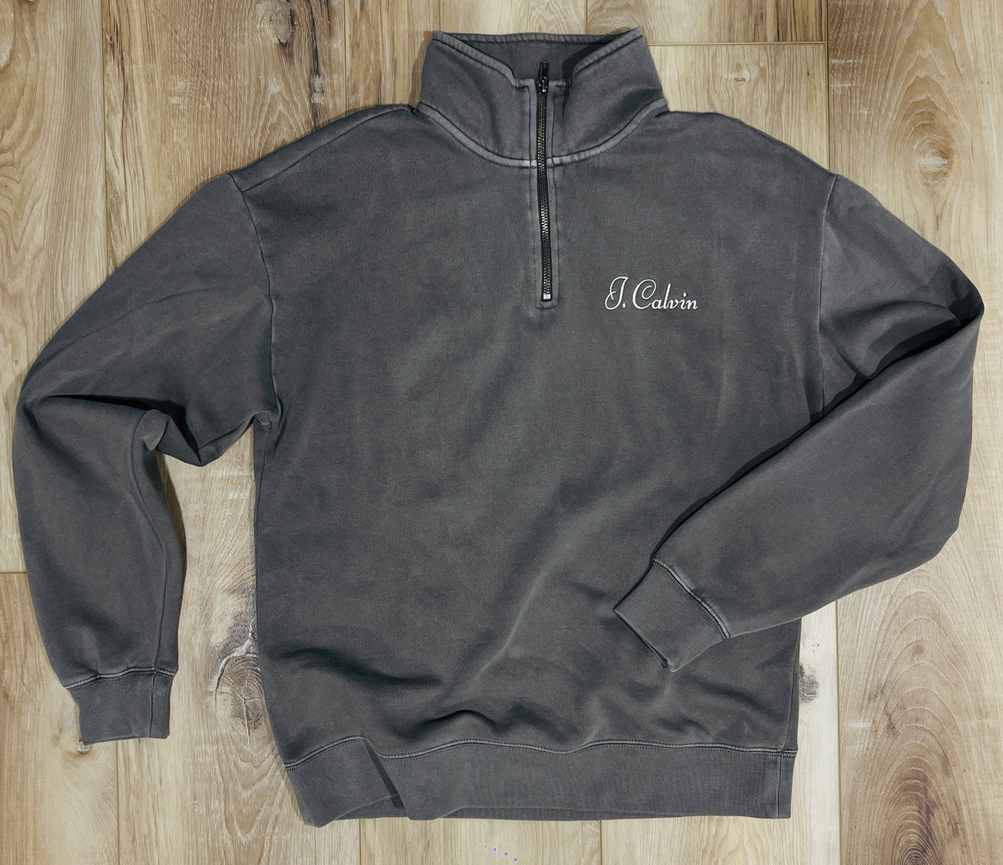 Relaxed Faded Grey Half Zip Crew